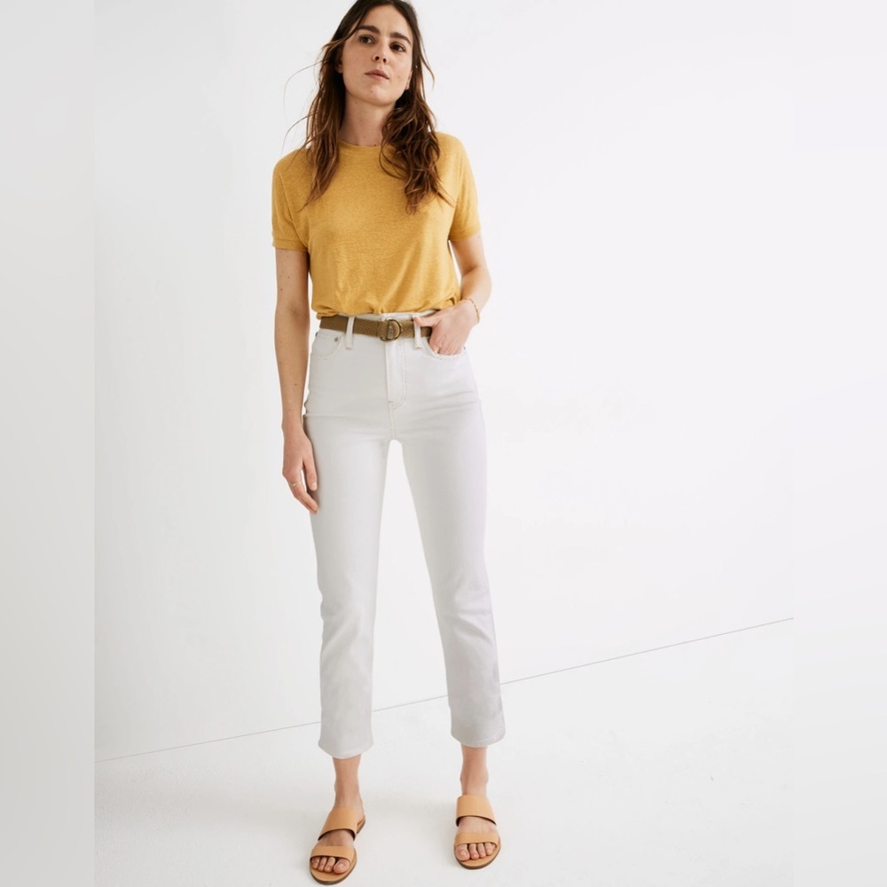 Madewell Classic Straight Jeans in Tile White size 28